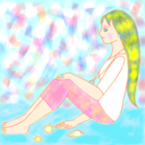 海を見つめる少女 by ヤッホー ( PaintBBS NEO ) 