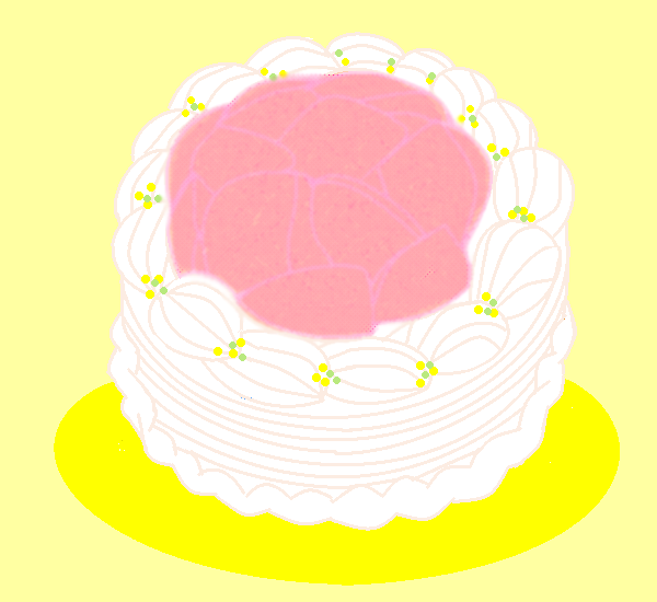 桃と生クリームのケーキ by ヤッホー 600x550  - テーマフリーお絵かき掲示板