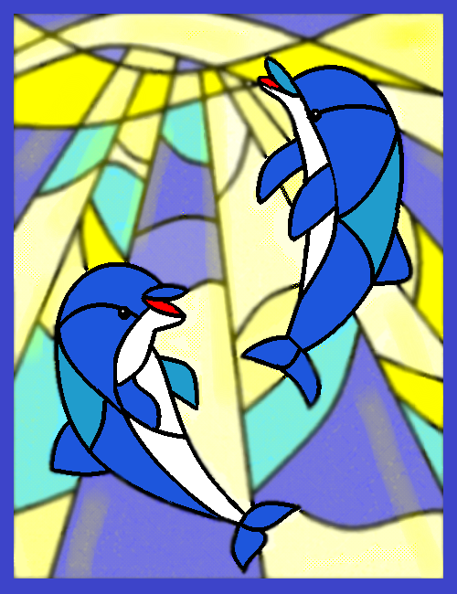 「イルカのステンドグラス」 イラスト/ヤッホー ( PaintBBS NEO ) テーマフリーお絵かき掲示板