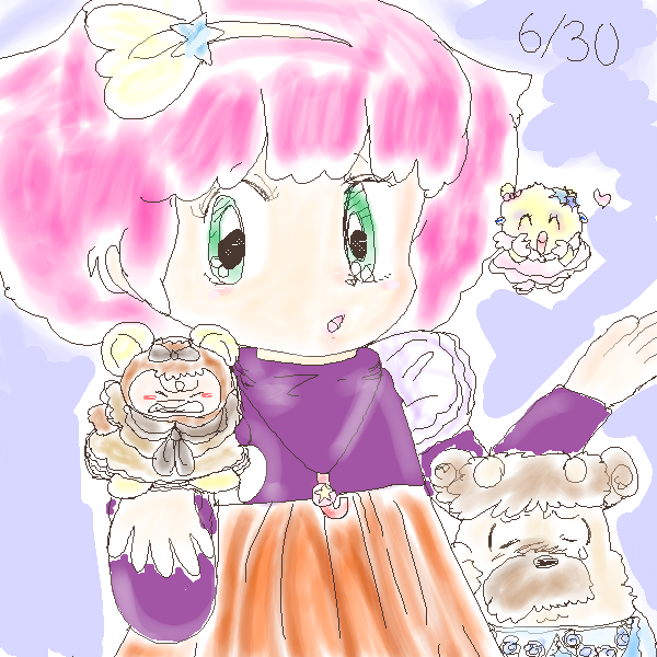 お絵かき掲示板「Momo and her pals playing dress up」イラスト/minkymomo