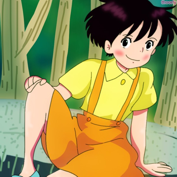 satsuki sitting on a rock by thoorly