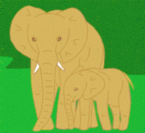 象の親子 by ヤッホー 600x550 - テーマフリーお絵かき掲示板