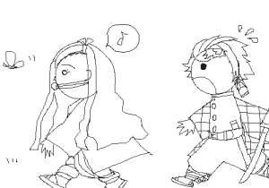 「たんじろう＆ねずこ」 イラスト/リンクル 二次創作お絵かき掲示板