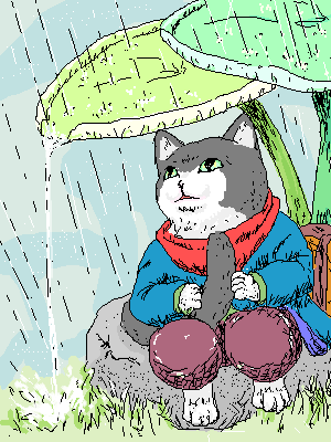 「雨宿り」イラスト/YBスマホ (オリジナルお絵かき掲示板) 04/06 0:56
