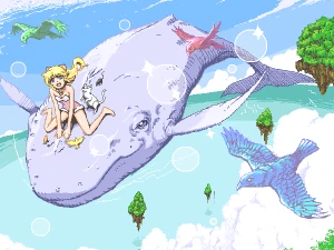 「クジラと浮遊~ぅ」イラスト/ksato (オリジナル) 08/22 19:44