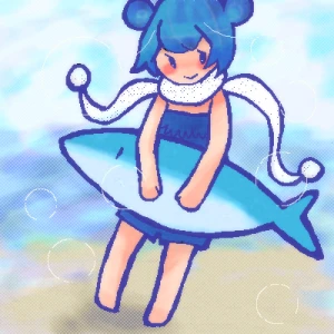 「水着マフラーっ子」 イラスト/ぽぽろ オリジナルお絵かき掲示板)