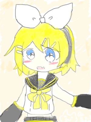 「リンちゃん･:*+.\(( °ω° ))/.:+」イラスト/るお。 (練習用) 09/29 11:14