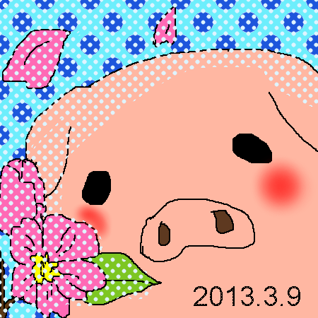 ぶたと桜 by まみ ( しぃペインター ) 