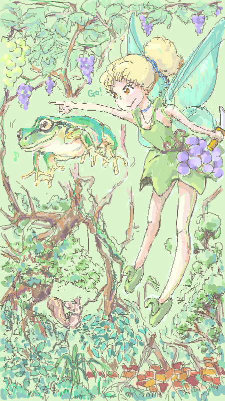 カエルちゃんとブドウ狩り by scrambQ ( PaintBBS NEO ) 