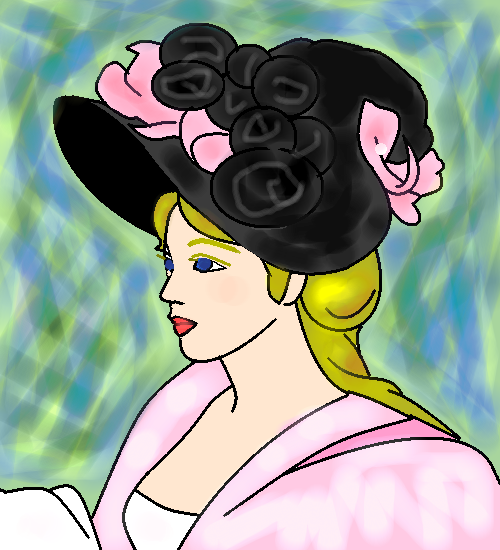 『ピンクと黒の帽子の若い娘』 by ヤッホー