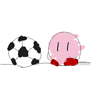 サッカーボールとカービィ by リンクル 