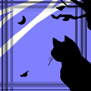 「月と猫」イラスト/YBスマホ (練習用お絵かき掲示板) 03/19 12:45
