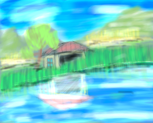 田舎の池の縁 by あーる ( PaintBBS NEO ) 
